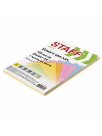 Бумага цветная STAFF, А4, 80 г/м2, 100 л., (5 цветов х 20 л.), пастель, для офиса и дома, 110889