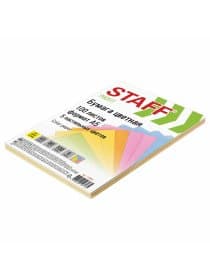 Бумага цветная STAFF МАЛОГО ФОРМАТА, А5, 80 г/м2, 100 л. (5 цветов х 20 л.), цветная пастель, 110891
