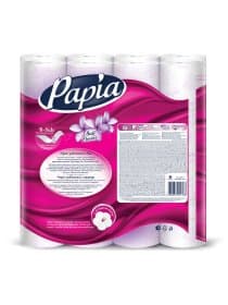 Бумага туалетная бытовая, спайка 32 шт., 3-слойная (32х16,8 м), PAPIA, белая, 5080734