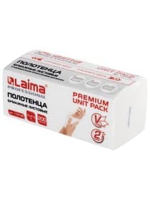 Полотенца бумажные (1 пачка 200 листов) LAIMA (Система H3) PREMIUM UNIT PACK, 2-слойные, 21х21,6 см, V-сложение, 112140