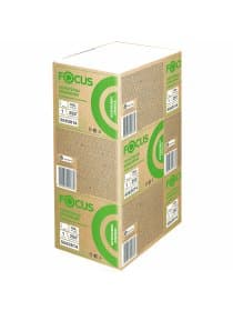 Полотенца бумажные 250 шт. FOCUS (Система H2) Eco, 1-слойные, белые, КОМПЛЕКТ 12 пачек, 24х21,5, Z-сложение, 5083814/5069958