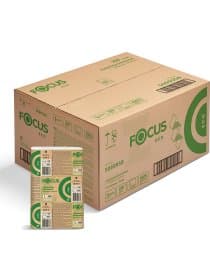 Полотенца бумажные 250 шт. FOCUS (Система H2) Eco, 1-слойные, белые, КОМПЛЕКТ 12 пачек, 24х21,5, Z-сложение, 5083814/5069958
