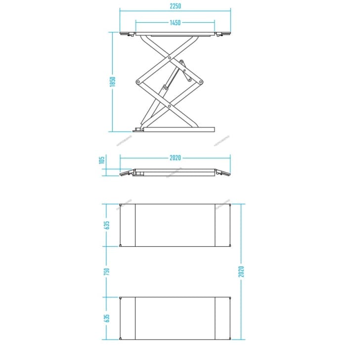 Подъемник ножничный низкопрофильный 3 т, 220 В NORDBERG N631L-3B_220