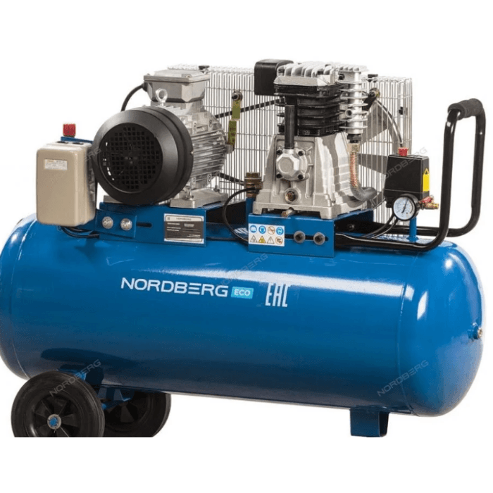 Компрессор поршневой с ременной передачей 380В, ресив. 100л, 520л/мин NORDBERG NCE100/520