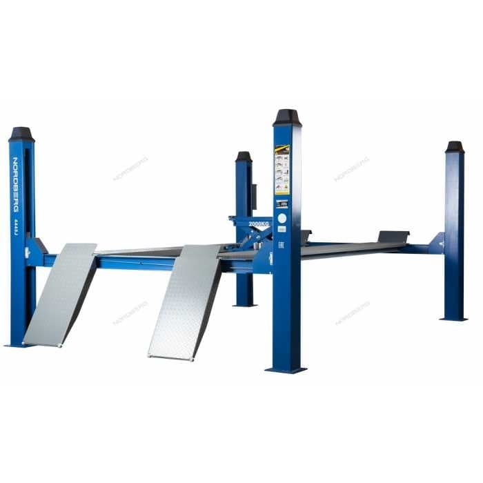 Подъемник четырехстоечный 4.5 т, с ручной траверсой 2 т N423, 380 В, синий NORDBERG 4445J_MB(M)