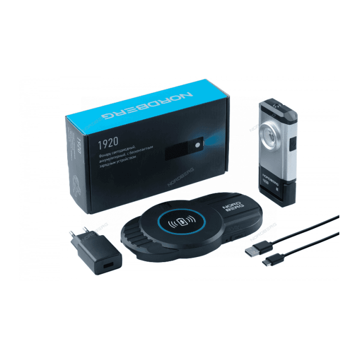 Фонарь светодиодный, аккумуляторный, с бесконтактным зарядным устройством NORDBERG 1920