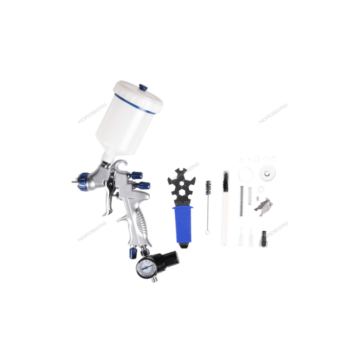 Краскопульт LVMP с верхним бачком, сопло 1,3 мм, алюминиевый кейс NORDBERG NP7013