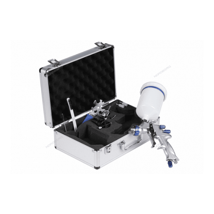 Краскопульт LVMP с верхним бачком, сопло 1,3 мм, алюминиевый кейс NORDBERG NP7013