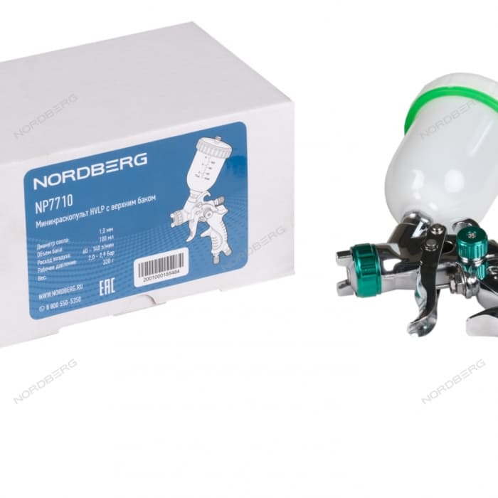 Миникраскопульт HVLP с верхним бачком, сопло 1 мм NORDBERG NP7710