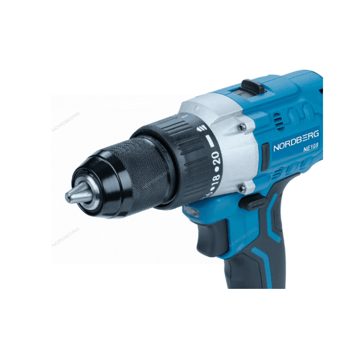 Шуруповерт аккумуляторный макс.диам. сверла 13 мм, 20 В, 80 Нм с 2 аккумуляторами и зарядным уст-вом NORDBERG NE108K