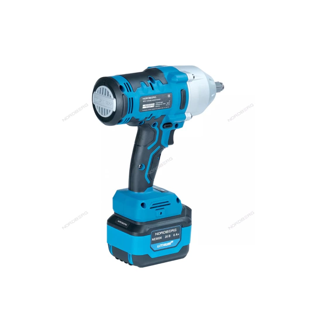 Гайковерт аккумуляторный, 1/2", 20 В, 1000 Нм, с аккумулятором 6А и зарядным устройством NORDBERG NE810K