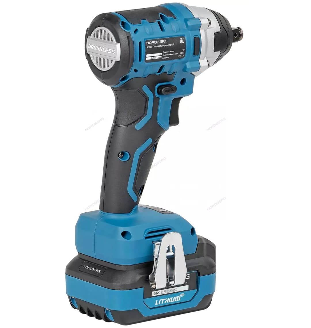Гайковерт аккумуляторный, 1/2", 20 В, 300 Нм, с аккумулятором 4 A и зарядным устройством, в чехле NORDBERG NE803K