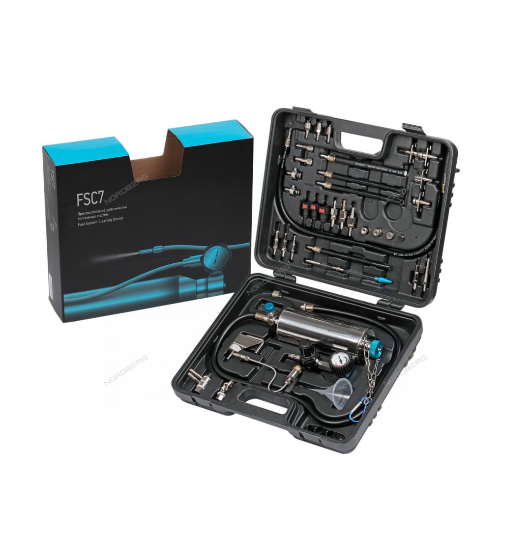 Приспособление для очистки топливных систем в кейсе NORDBERG FSC7