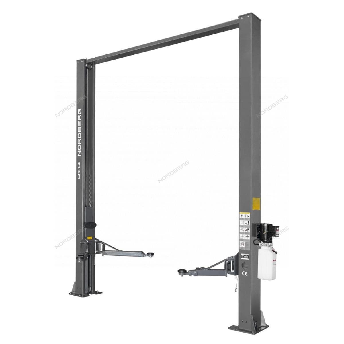 Подъемник двухстоечный 4 т, верхняя синхронизация, с электростопорами, H=4 м, 380 В, серый NORDBERG N4120H1E-4G_3+2_380