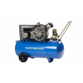 Компрессор двухпоршневой, ременной, чугунная головка, 220 В, ресивер 100 л, 320 л/мин NORDBERG NCE100/360