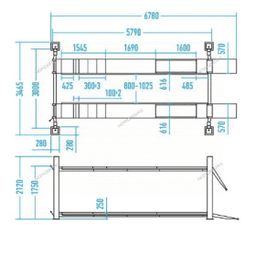 Подъемник четырехстоечный 5 т, с ручной траверсой 3 т N433, для сход-развала, электростопоры, серый NORDBERG 4450J_EG(M)