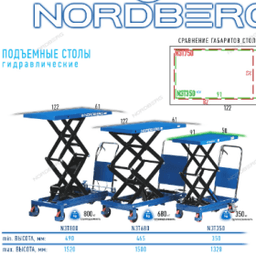 Стол подъемный гидравлический, 800 кг, двойные ножницы NORDBERG N3T800