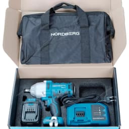 Гайковерт аккумуляторный, 1/2", 20 В, 1000 Нм, с аккумулятором 6А и зарядным устройством NORDBERG NE810K