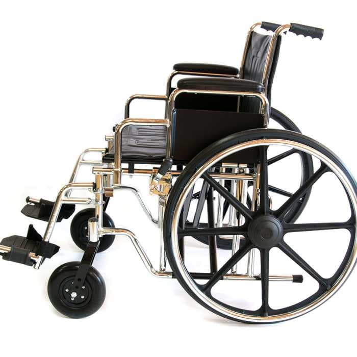Инвалидная коляска Мега-Оптим 711AE, кожзам, литые задние колеса