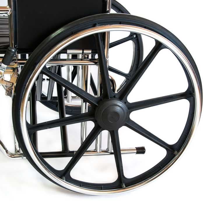 Инвалидная коляска Мега-Оптим 711AE, кожзам, литые задние колеса