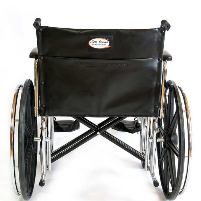 Инвалидная коляска Мега-Оптим 711AE, кожзам, литые задние колеса