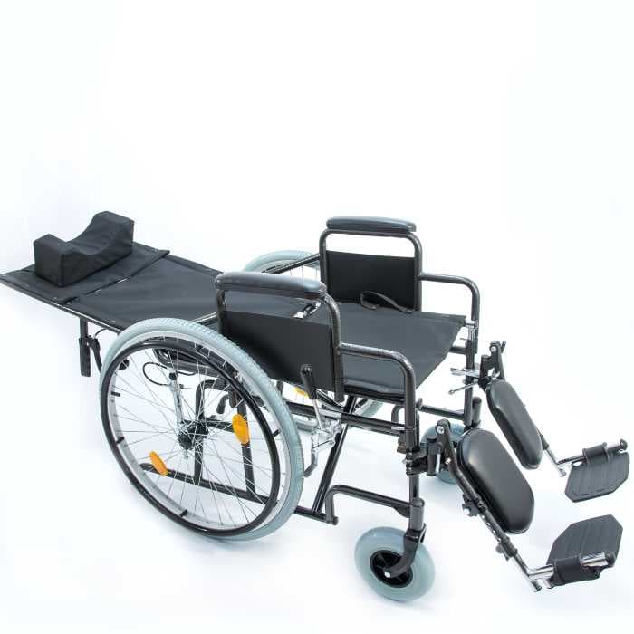 Инвалидная коляска Мега-Оптим с регулировкой угла наклона спинки и подножек H-712N (514 A), пневматические задние колеса