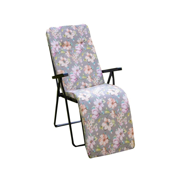 Кресло-шезлонг Леонардо арт.с446/133 (каркас антрацит, ткань сер. розов. цветы)