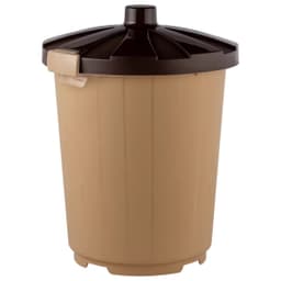Бак круглый с крышкой 105л. (бежевый, коричн.крышка) арт.3733-МТ002