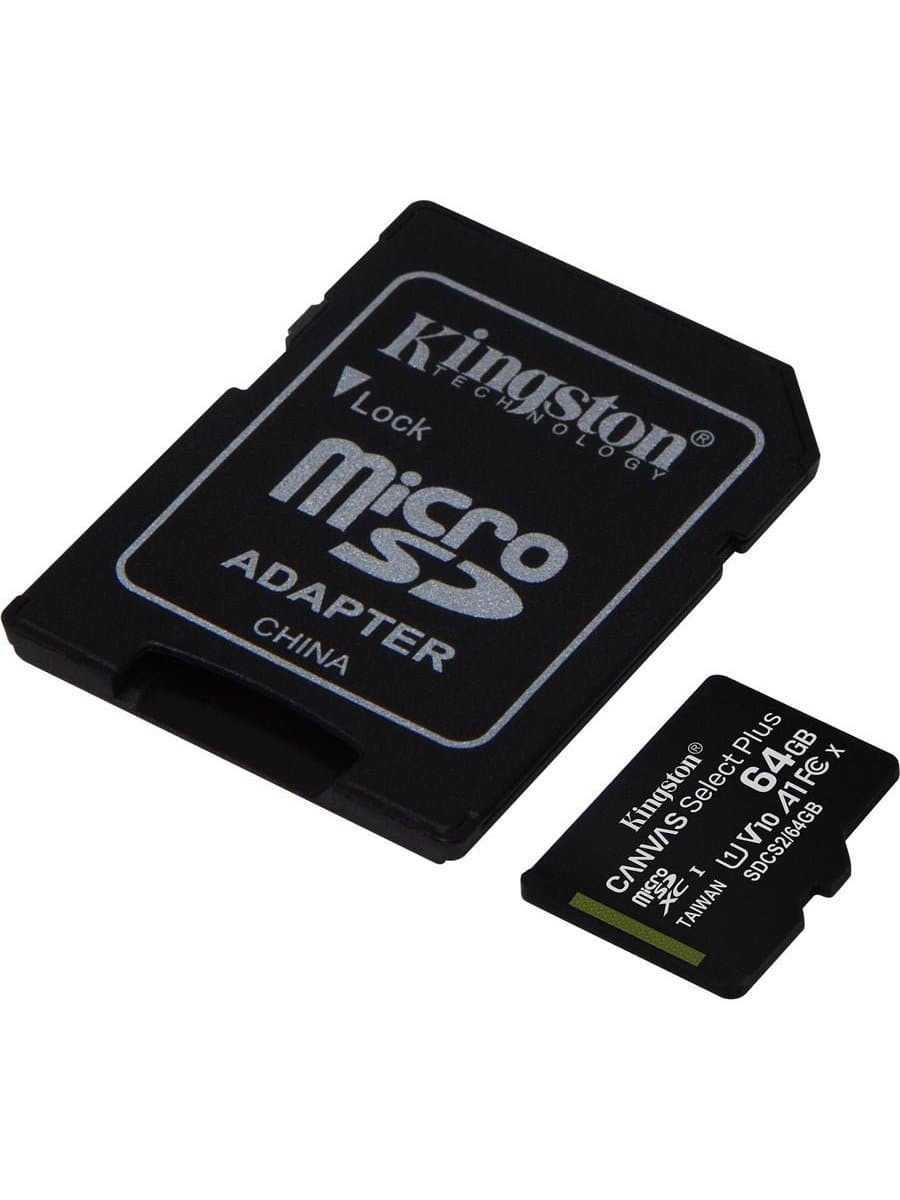 Карта памяти Micro SD (Trans Flash) 64GB HC10 KINGSTON Canvas Select Plus 100R A1 C10