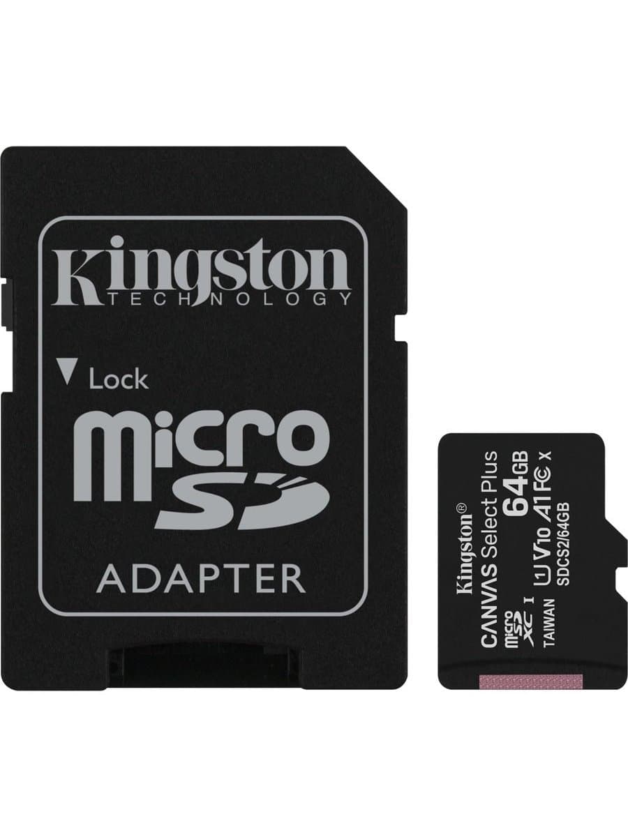Карта памяти Micro SD (Trans Flash) 64GB HC10 KINGSTON Canvas Select Plus 100R A1 C10