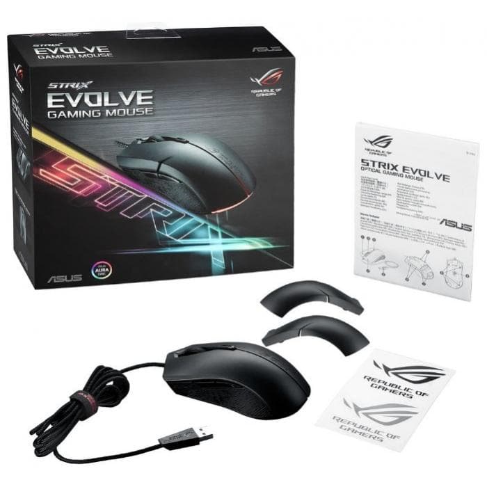 Мышь ASUS P302 ROG STRIX EVOLVE Aura RGB 7200dpi 8 button BLACK