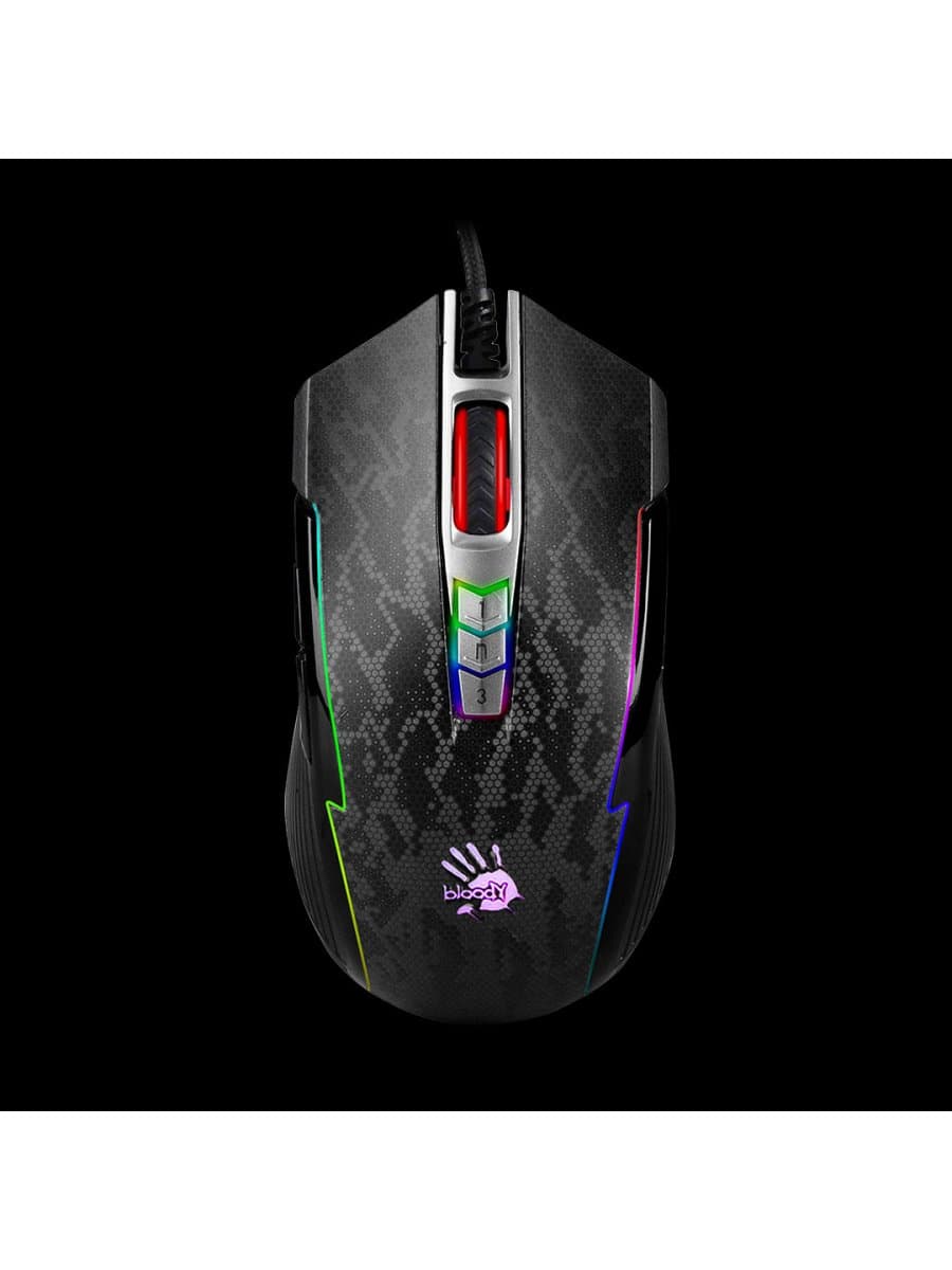 Мышь игровая A4TECH BLOODY P93A RGB Gaming Mouse BULLET GREY METAL FEET ACTIVE USB BLACK