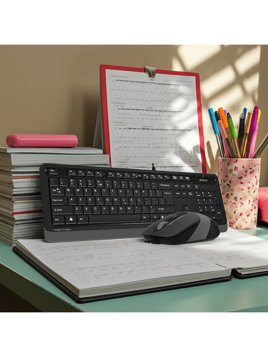 Комплект клавиатура и мышь A4TECH FSTYLER F1010 (FM10+FK10) MULTIMEDIA SLEEK COMFORT KEYBOARD + MOUSE COMBO SET USB BLACK US+R
