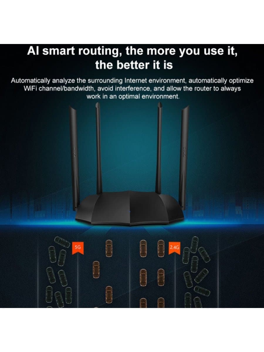 Wi-fi точка доступа и роутер Tenda AC8 AC1200 Smart Dual Band Gigabit Router 4*6dBi Antennas 300Mbps+867Mbps