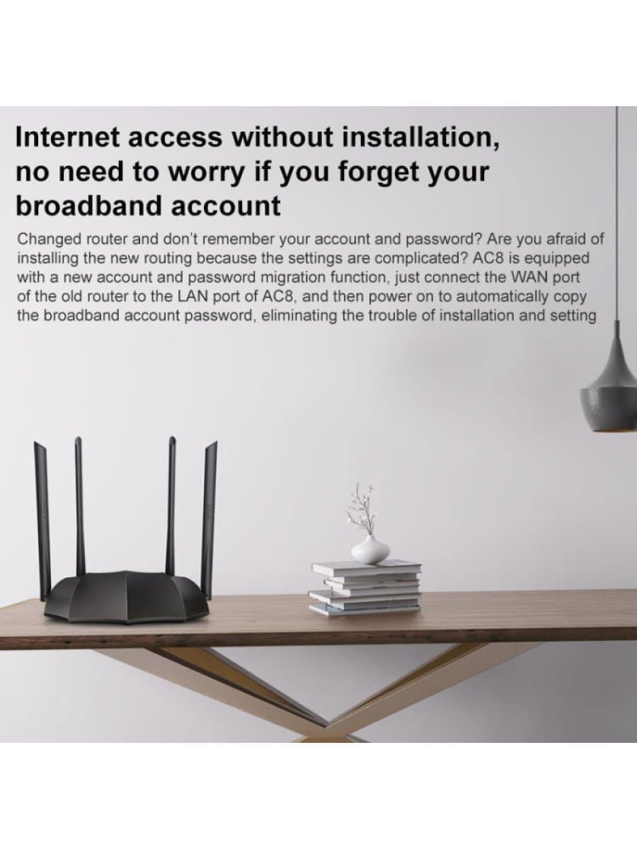 Wi-fi точка доступа и роутер Tenda AC8 AC1200 Smart Dual Band Gigabit Router 4*6dBi Antennas 300Mbps+867Mbps