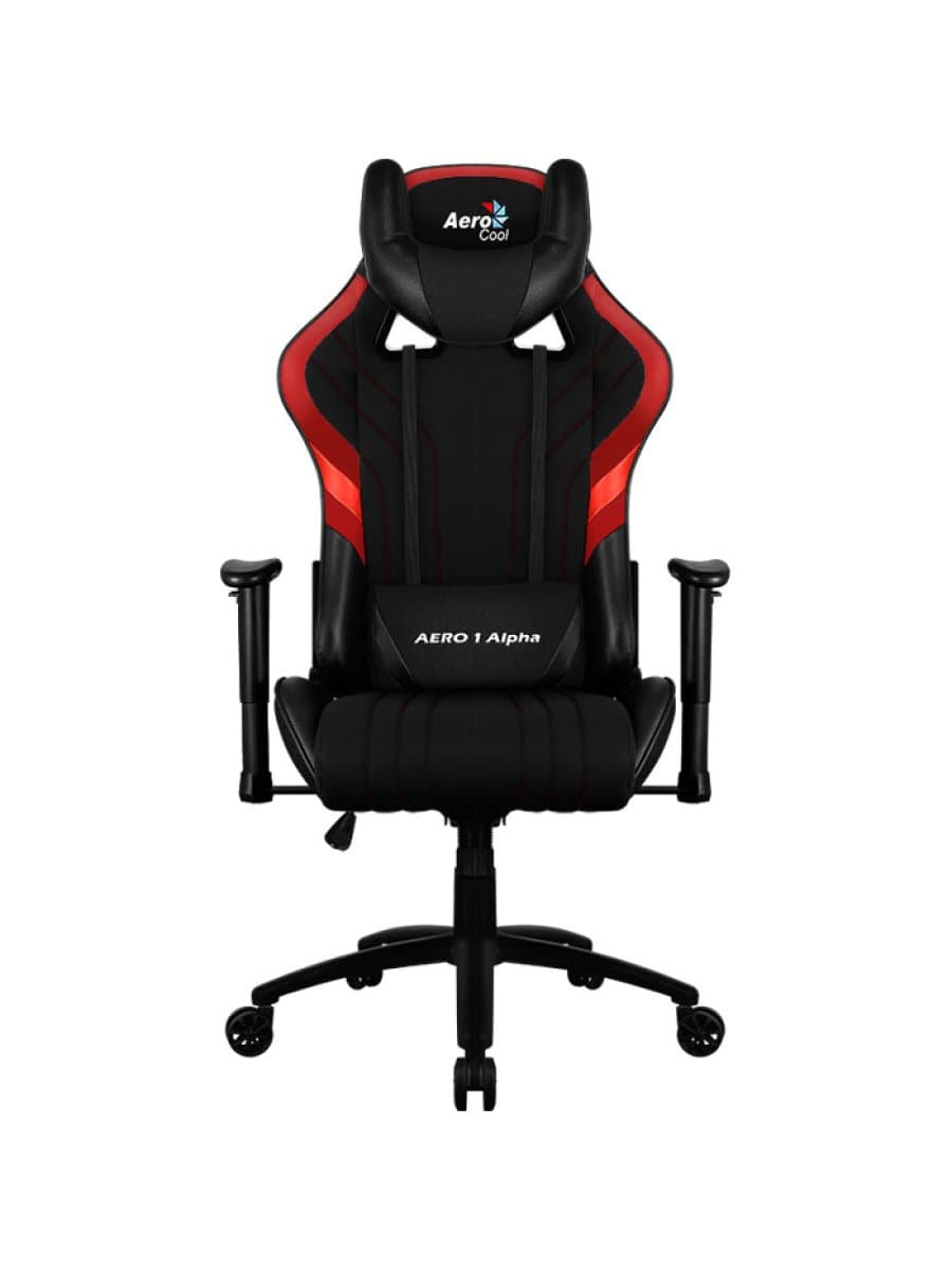 Игровое кресло AEROCOOL AERO 1 ALPHA BLACK&RED 2D Armrest 65mm wheels PVC Leather