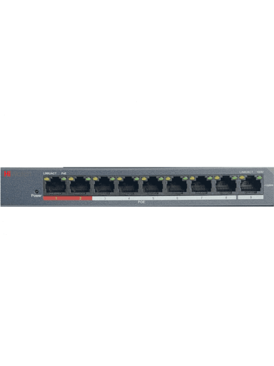Коммутатор HUB Switch HIWATCH DS-S908P(B) 9-port 10/100Mbps 8-port PoE 60W Metal