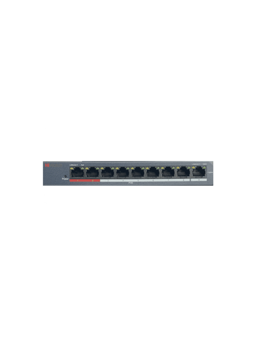 Коммутатор HUB Switch HIWATCH DS-S908P(B) 9-port 10/100Mbps 8-port PoE 60W Metal