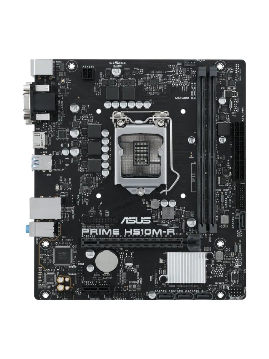 Материнская плата LGA1200 Asus H510M-R-SI,2xDDR4,10xUSB,4xSATAIII,mATX,PCIe16x,PCIE4x,VGA, HDMI