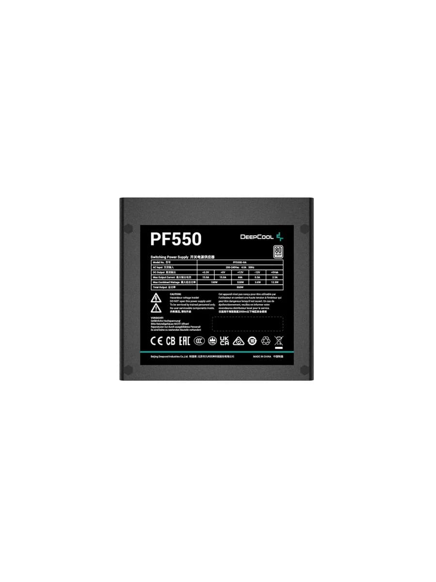 Блок питания DEEPCOOL PF550D 550W 80 PLUS certified 200-240V/ATX12V 2.3 & SSI EPS 12V Black flat