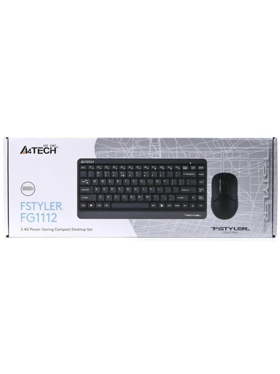 Комплект клавиатура и мышь A4TECH FSTYLER FG1112 (FG12+FGK11) MULTIMEDIA SLEEK COMFORT KEYBOARD + MOUSE COMBO SET WIRELESS BLACK