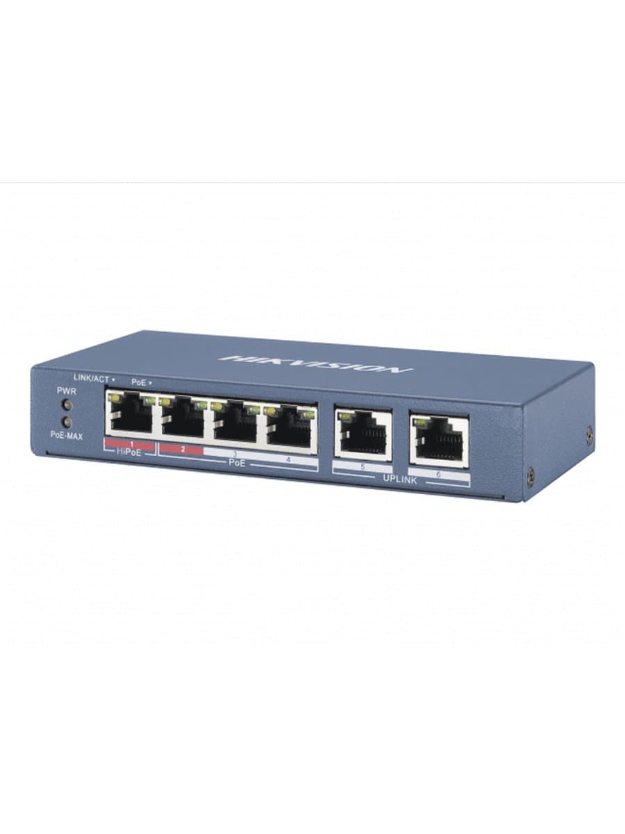 Коммутатор HUB Switch HIKVISION DS-3E0106P-E/M 4x10/100Mbps PoE,2x100Mbpc,PoE budget:35W Metal