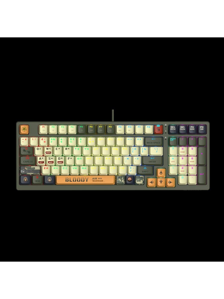 Механическая игровая клавиатура A4TECH BLOODY S98 AVIATOR GAMING MECHANICAL BLMS RED SWITCH RGB KEYBOARD USB US+RUS