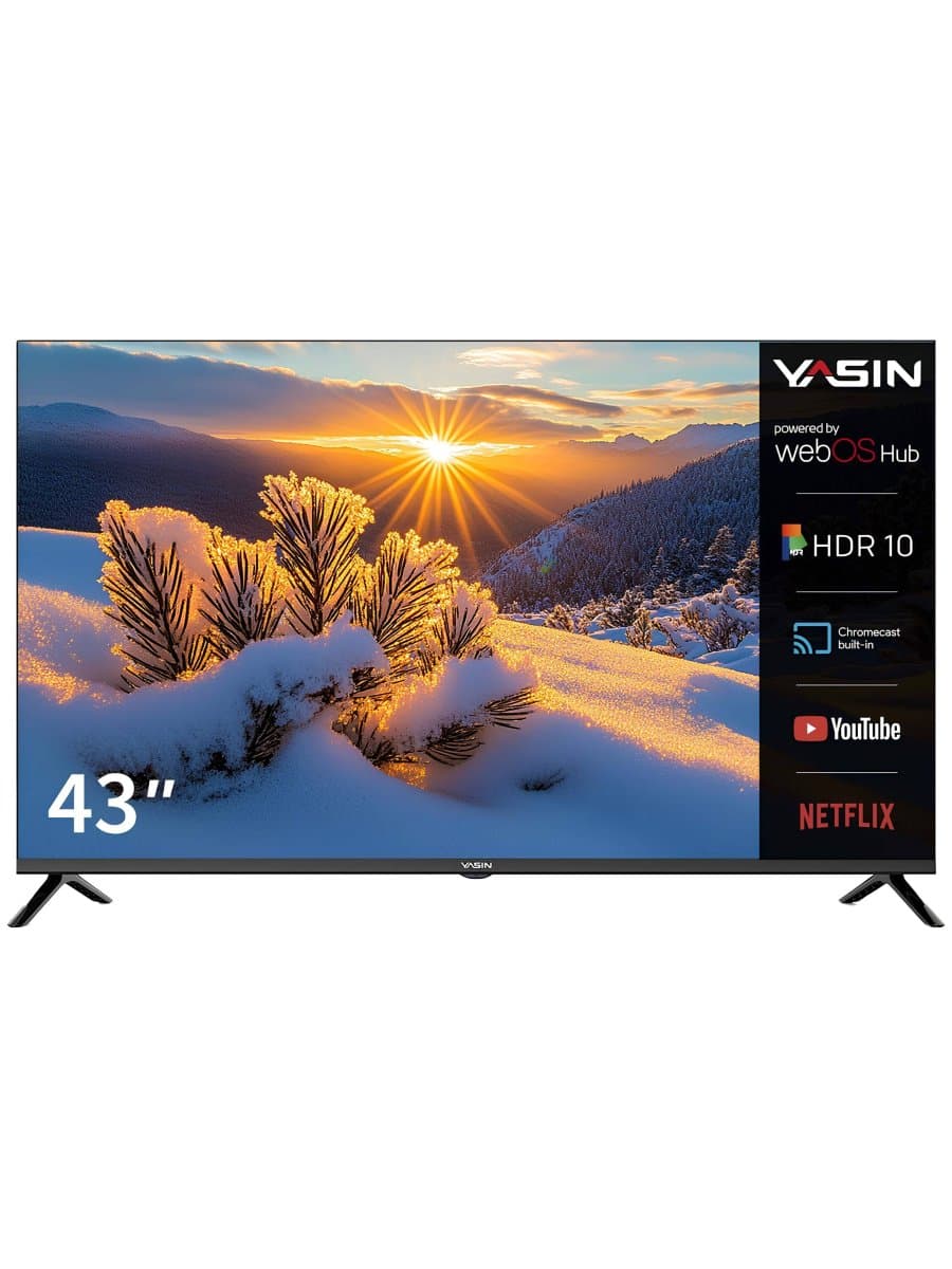 Телевизор YASIN LED TV 43UD81 43" FHD 1920x1080, WebOS 450 cd/m2 1000000:1 6ms 178/178 DVB-T2/C/S2 WiFi