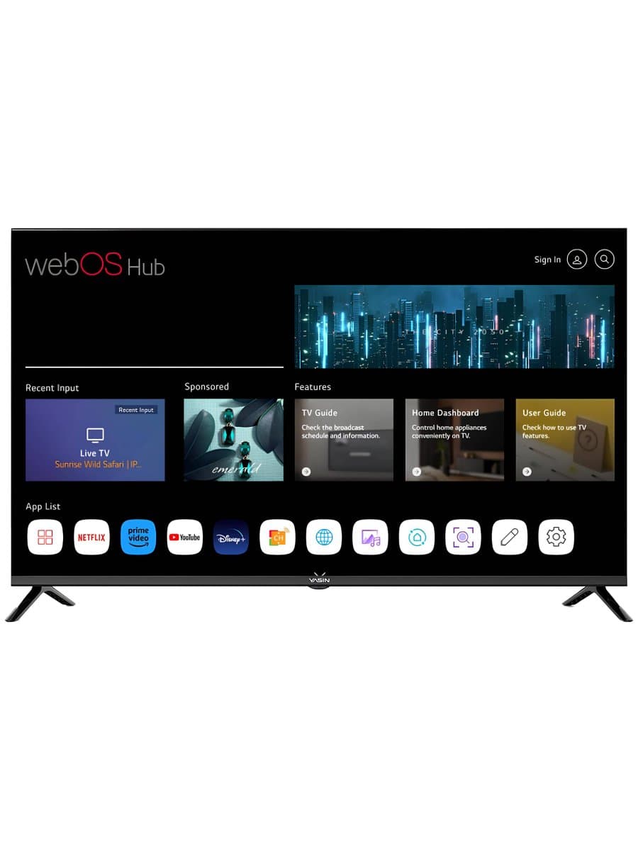 Телевизор YASIN LED TV 43UD81 43" FHD 1920x1080, WebOS 450 cd/m2 1000000:1 6ms 178/178 DVB-T2/C/S2 WiFi