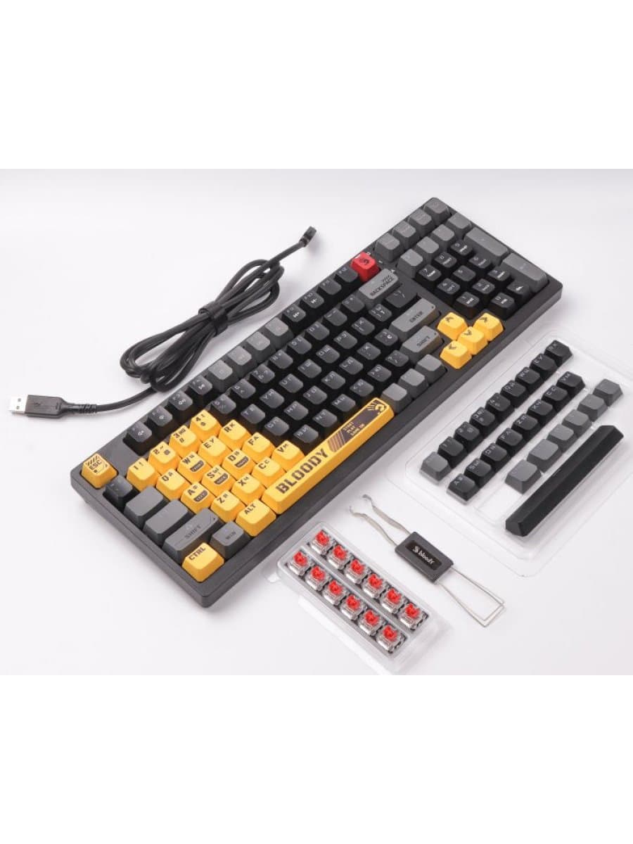 Механическая игровая клавиатура A4TECH BLOODY S98 SPORTS LIME GAMING MECHANICAL BLMS RED SWITCH RGB KEYBOARD USB US+RUS