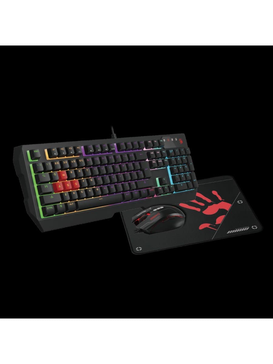 Комплект клавиатура и мышь A4TECH BLOODY B1700 (B140N+ES7+BP-50M) NEON LIGHT GAMING KEYBOARD + MOUSE+PAD USB US+RUSSIAN