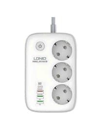 Удлинитель LDNIO (3 розетки и 4 USB) (SE3452)