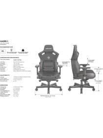 Игровое кресло AndaSeat AD12YDC-XL-01-E-PV/C Kaiser 3 XL BLUE 4D Armrest 65mm wheels PVC Leather