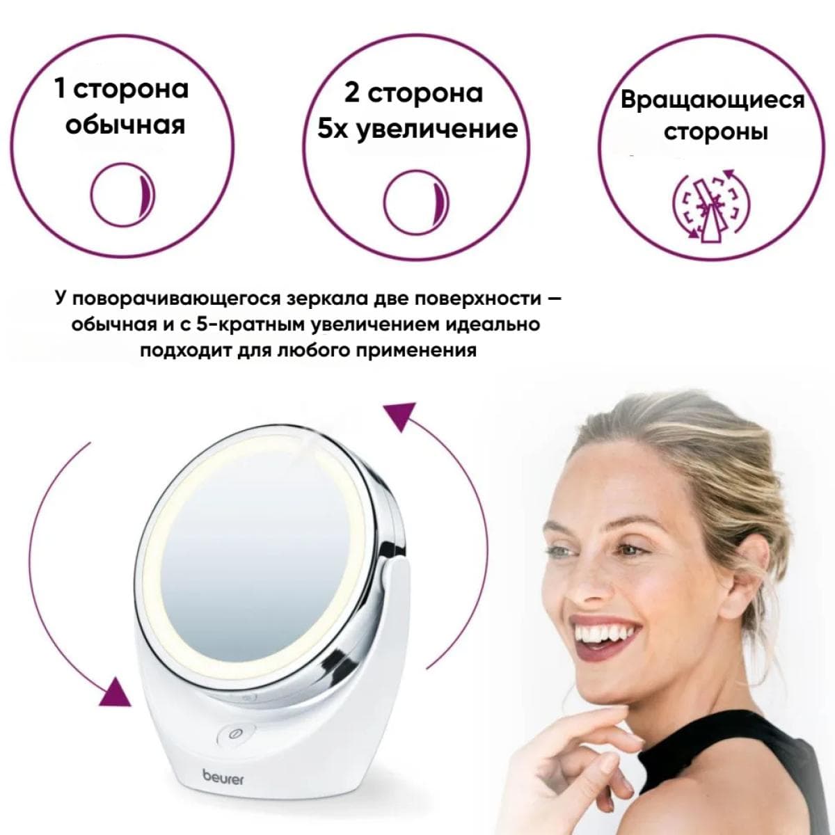 Косметическое зеркало с подсветкой BS 49